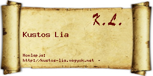 Kustos Lia névjegykártya